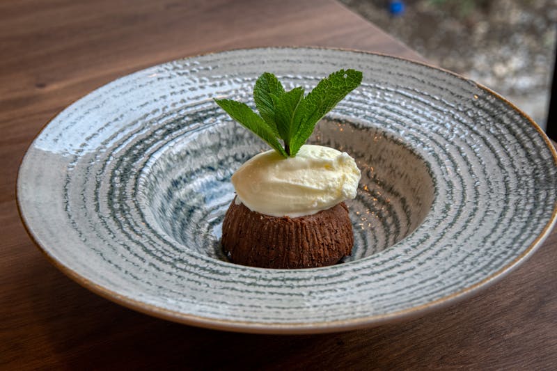 Chocolate lava brownie dessert